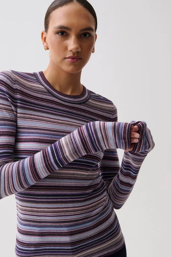 Madison Crew Neck Sweater Tee - Lovina Stripe