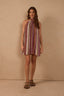 Lurex Neck Ties Mini Dress - Aurora Stripes