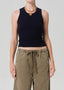 Inez Waffle Tank - Navy
