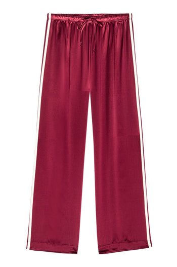 Silk Stripe Crop Pant - Oxblood
