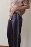 Silk Lace Stripe Crop Pant - Navy