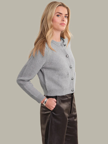 Lorena Crewneck Textured Sweater Jacket