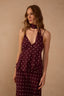 Burgundy Scarf Sleeveless Blouse - Noturna Print