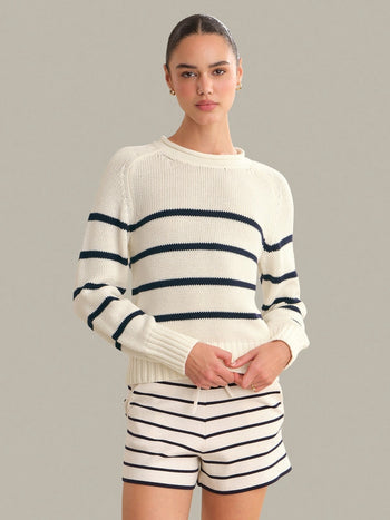 Coral Striped Pullover - Chalk/Dark Blue