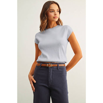 Cap Sleeve Knit - Dusty Blue