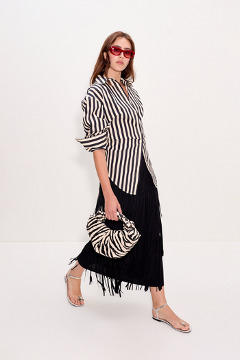 Za Za Knit Fringe Skirt - Black