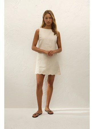 Iria Mini Dress - Lola Pola Dot Cream/Black