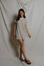 Nella Loop Terry Short Sleeve Dress - Natural/Chocolate Stripe