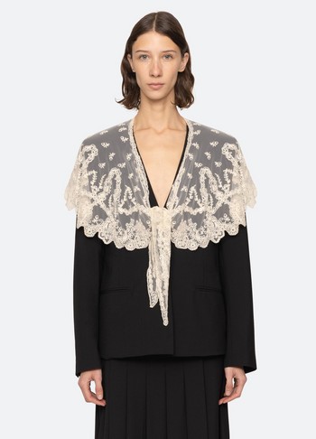 Elisa Tropical Wool Capelet Jacket - Black