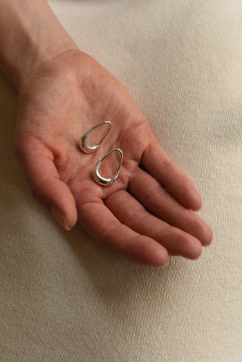 Medium Irregular Earrings - Silver