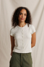 Miriam Luxe Rib Button-up Short Sleeve - Oatmeal Ash