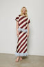 Striped Feather-Trimmed Top - Brown Multi