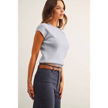 Cap Sleeve Knit - Dusty Blue