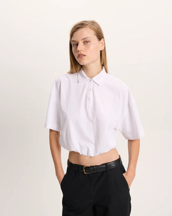 Heavyweight Jersey Cinched Waist Polo - White
