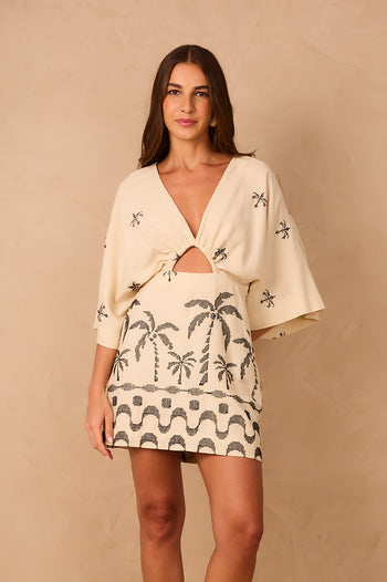 Orla Embroidery Linen Mini Dress