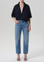 Frances Cropped Cape Button Up - Navy