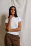 Suri Poorboy Rib Crewneck Cap Sleeve - White