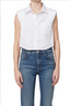 Anders Sleeveless Crop w Shoulder Pads - White