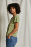 Hendrix - Cotton Boxy V Neck Tee - Oil Green