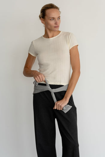 Pointelle Baby Tee - Cream