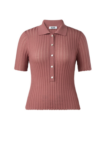 Maya Semi-Sheer Johnny Collar Top