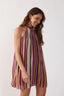 Lurex Neck Ties Mini Dress - Aurora Stripes