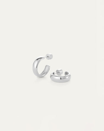 Staple Hoops Small - Platinum