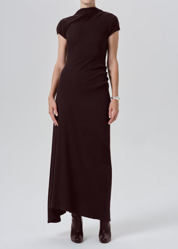 Kira Sculptural Dress - Chocolate
