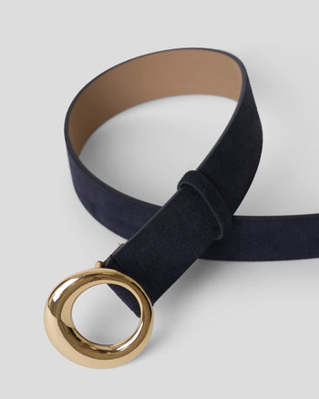 David Suede Belt - Dk. Navy Gold