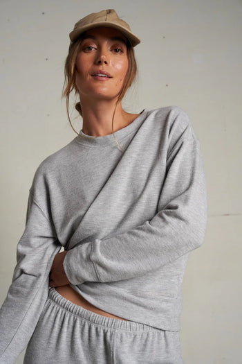 Selma - Brushed Sweater Jersey Pullover - Heather Grey