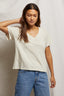 Hendrix - Cotton Boxy V Neck Tee - Oatmeal