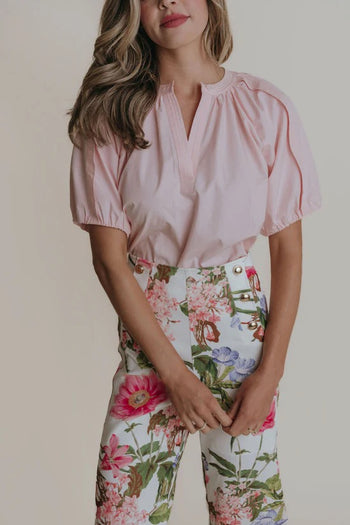 Henley Top - Light Pink