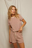Bree - Loop Terry Stripe Tee - Poppy/Chocolate