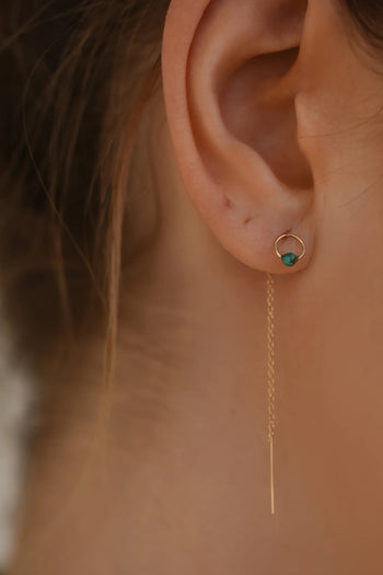 Circle Turquoise Threader Earrings