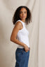 Daphne Structured Rib High	Neck Tank - White