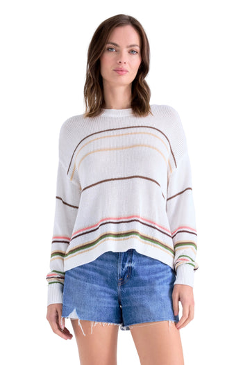 Eva Crewneck Sweater - Light Tumeric Stripe
