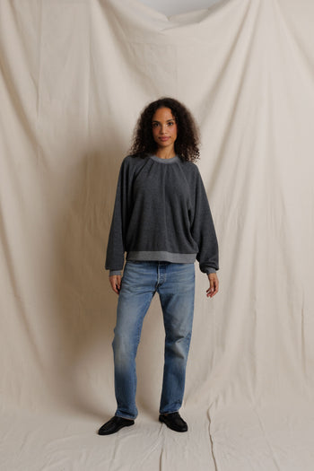 Oversized Ziggy Shrunken Sweatshirt - Dark Heather Grey