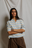 Daria - Cotton Rugby - Powder Blue Stripe