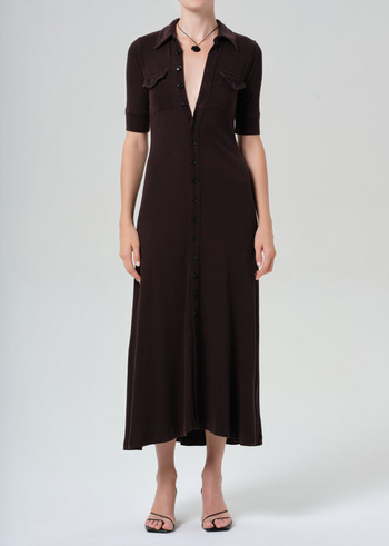 Amina Polo Dress - Chocolate
