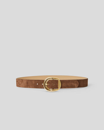The Greyson Suede Belt - Choc/Gold