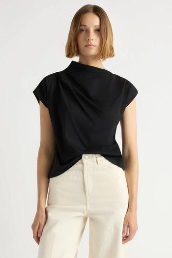 Kenny Asymmetric-Neck Tee - Black