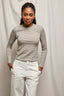 Emma Luxe Stripe Rib Crewneck Long Sleeve  - Heather/Black Stripe