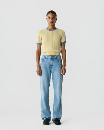 Rib Ringer Tee - Butter/Delft Blue