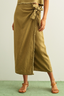 Raw Hem Wrap Skirt - Brown