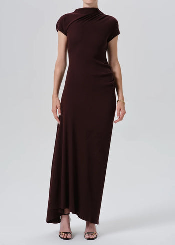 Kira Sculptural Dress - Mahogany