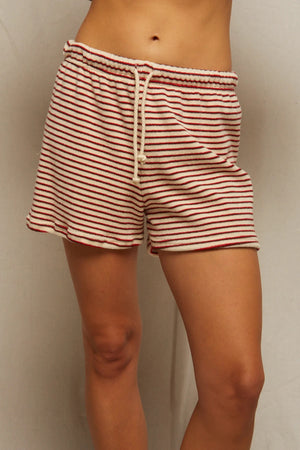Jace - Loop Terry Stripe Short - Poppy/Chocolate