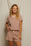 Bree - Loop Terry Stripe Tee - Poppy/Chocolate
