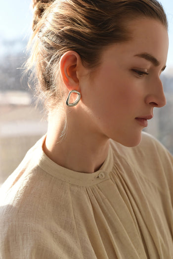 Irregular Sterling Silver Stud Earrings