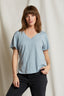 Hendrix - Cotton Boxy V Neck Tee - Mountain Blue