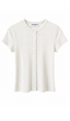 Miriam Luxe Rib Button-up Short Sleeve - Oatmeal Ash